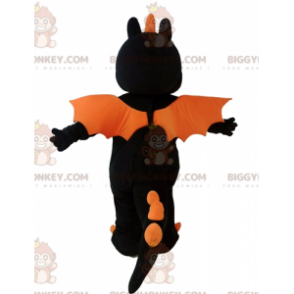 Riesiger schwarz-oranger Drache BIGGYMONKEY™ Maskottchen-Kostüm