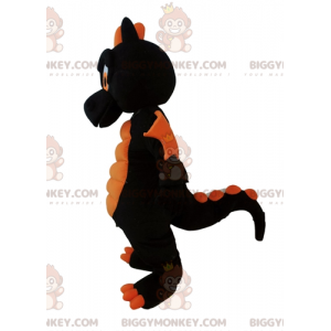 Jätte svart och orange drake BIGGYMONKEY™ maskotdräkt -