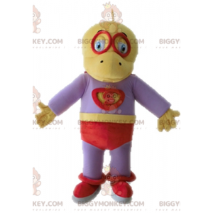 BIGGYMONKEY™ Costume da mascotte Dinosauro giallo e viola