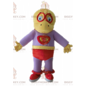 Costume de mascotte BIGGYMONKEY™ de dinosaure jaune et violet