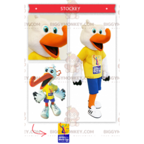 Costume mascotte BIGGYMONKEY™ per cicogna fan dell'hockey -