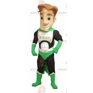 Costume mascotte BIGGYMONKEY™ da supereroe verde bianco e nero