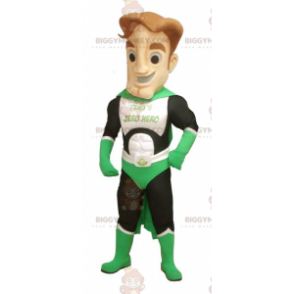 Costume de mascotte BIGGYMONKEY™ de super-héros vert blanc et