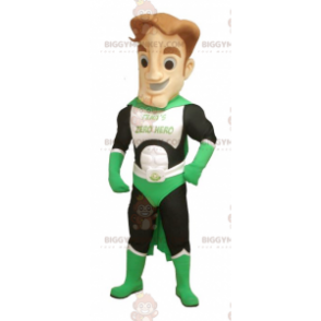 Green White and Black Superhero BIGGYMONKEY™ Mascot Costume -