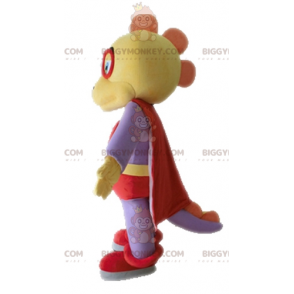 BIGGYMONKEY™ Costume da mascotte Dinosauro giallo e viola