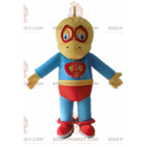 Costume de mascotte BIGGYMONKEY™ de dinosaure jaune et bleu