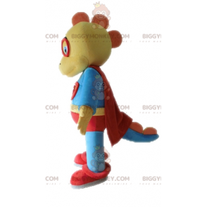 BIGGYMONKEY™ Mascot Costume Yellow & Blue Dinosaur Dressed As
