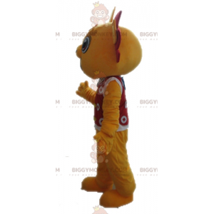 Costume da mascotte drago giallo e rosso BIGGYMONKEY™. Costume