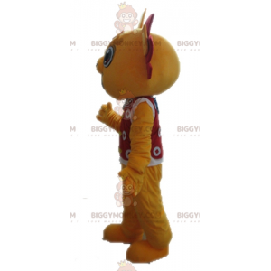 Disfraz de mascota dragón amarillo y rojo BIGGYMONKEY™. Disfraz