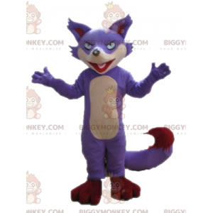 Disfraz de mascota BIGGYMONKEY™ de zorro morado, beige y rojo -