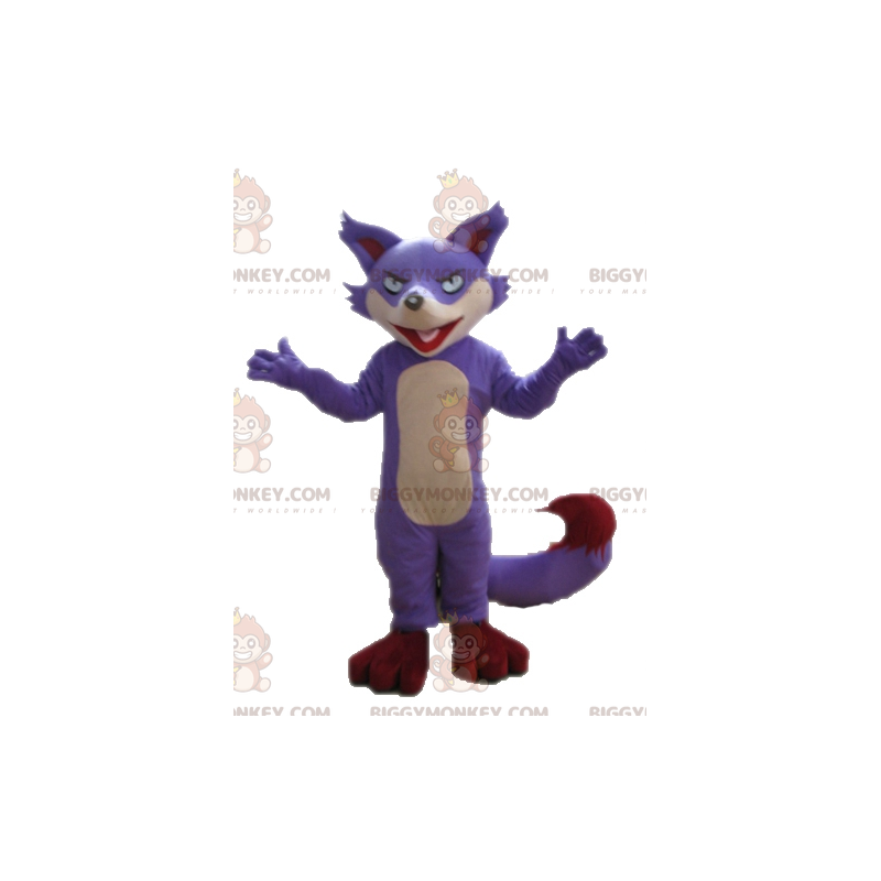 Costume de mascotte BIGGYMONKEY™ de renard violet beige et