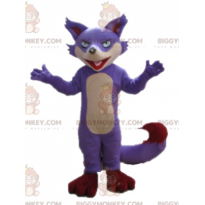 Disfraz de mascota BIGGYMONKEY™ de zorro morado, beige y rojo -