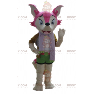 BIGGYMONKEY™ costume mascotte femmina e colorato volpe rosa e