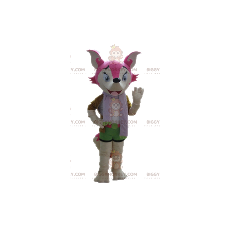 BIGGYMONKEY™ costume mascotte femmina e colorato volpe rosa e