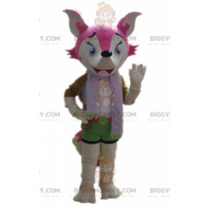 BIGGYMONKEY™ costume mascotte femmina e colorato volpe rosa e