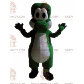 Costume mascotte BIGGYMONKEY™ dinosauro verde e bianco. Costume