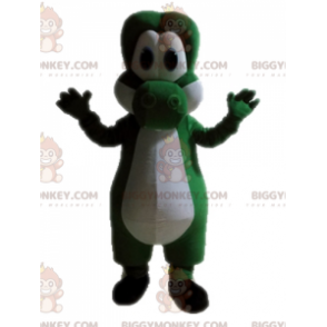 Grön och vit dinosaurie BIGGYMONKEY™ maskotdräkt. Yoshis