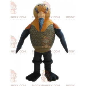 Fantasia de mascote BIGGYMONKEY™ de pássaro laranja e cinza.