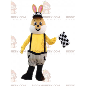 Costume de mascotte BIGGYMONKEY™ de lapin marron et blanc