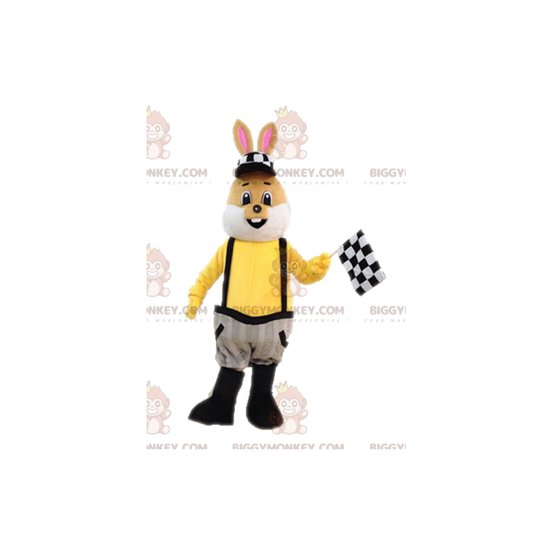 Costume de mascotte BIGGYMONKEY™ de lapin marron et blanc