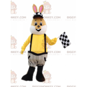 Costume de mascotte BIGGYMONKEY™ de lapin marron et blanc