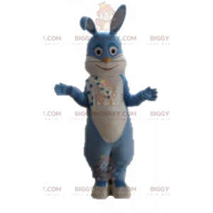 Fuldt tilpasselig blå og hvid kanin BIGGYMONKEY™ maskotkostume