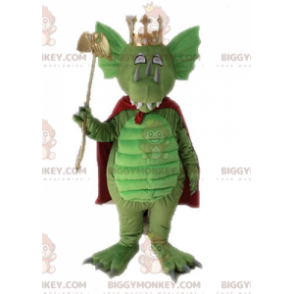 BIGGYMONKEY™ maskottiasu, vihreä lohikäärme punaisella