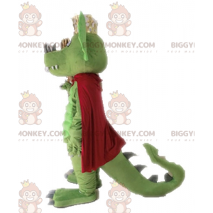 BIGGYMONKEY™ Costume da mascotte Drago verde con mantello rosso