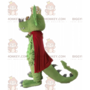 Disfraz de mascota BIGGYMONKEY™ Dragón verde con capa roja -