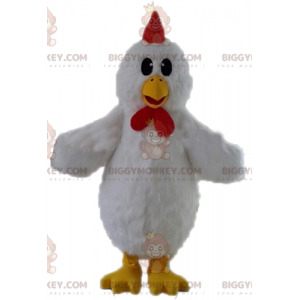 Costume de mascotte BIGGYMONKEY™ de poule blanche géante.