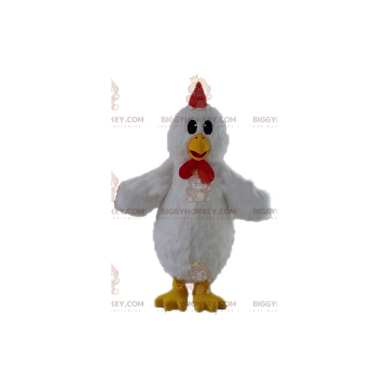 Costume de mascotte BIGGYMONKEY™ de poule blanche géante.