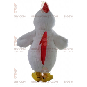 Costume de mascotte BIGGYMONKEY™ de poule blanche géante.