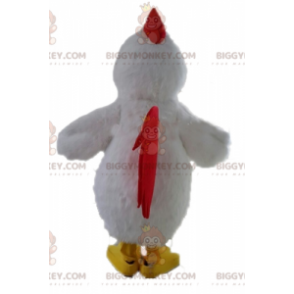 Costume de mascotte BIGGYMONKEY™ de poule blanche géante.