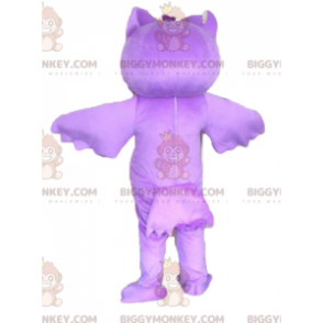 Costume de mascotte BIGGYMONKEY™ de hibou violet et blanc.