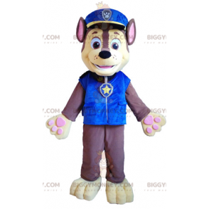 BIGGYMONKEY™ Mascot Costume of Brown and Yellow Dog in Police