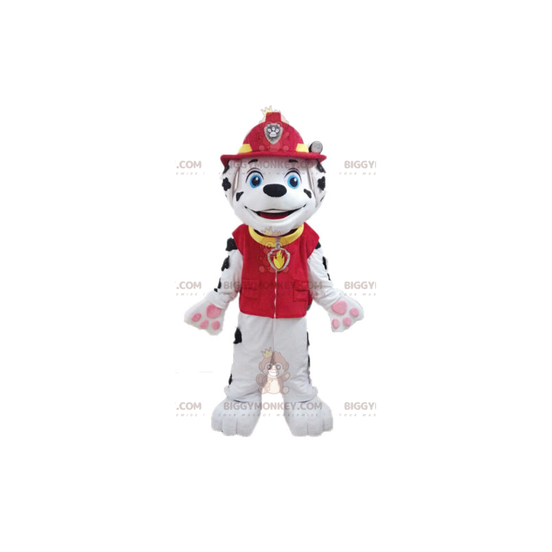 BIGGYMONKEY™ Dalmatiner-Maskottchen-Kostüm in Feuerwehruniform