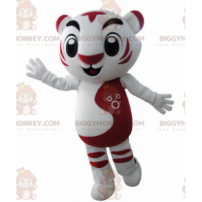 White and Red Tiger BIGGYMONKEY™ Mascot Costume. Feline