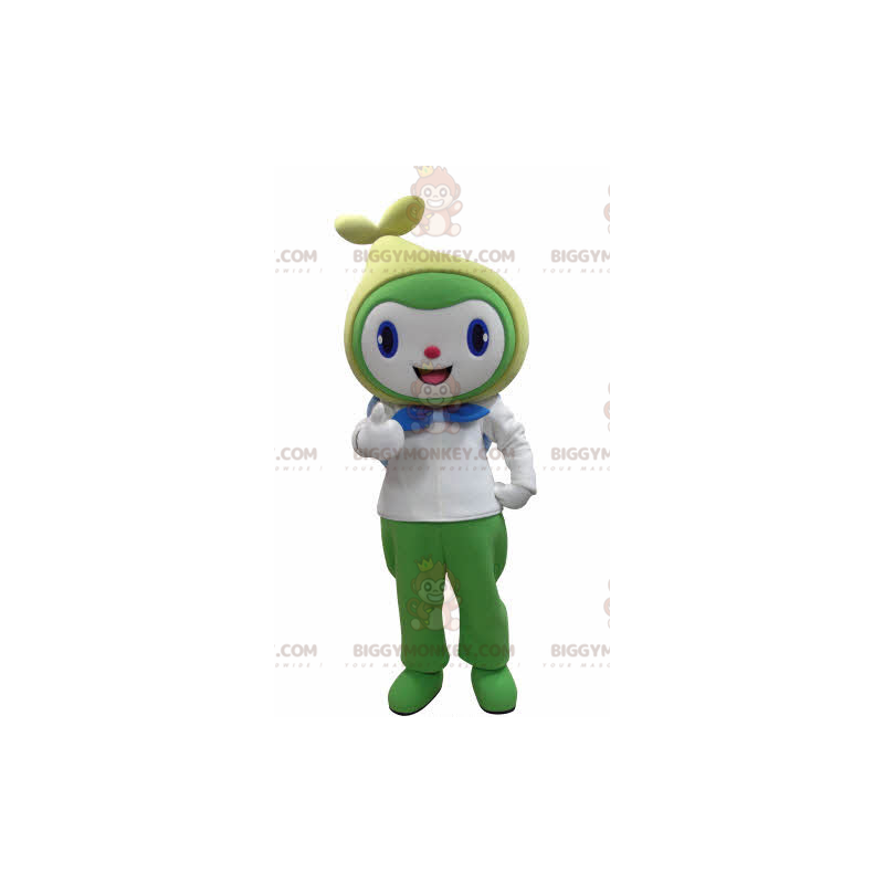 Costume de mascotte BIGGYMONKEY™ de bonhomme souriant blanc