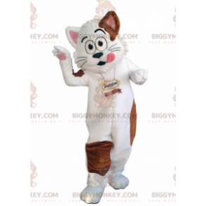 Costume de mascotte BIGGYMONKEY™ de chat blanc et marron.