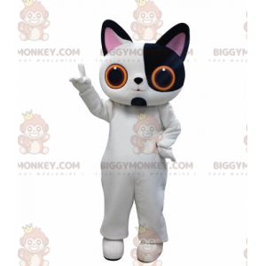 Big Eyes White and Black Cat BIGGYMONKEY™ Mascot Costume -