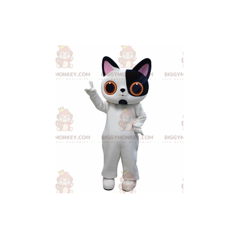 Big Eyes White and Black Cat BIGGYMONKEY™ Mascot Costume –