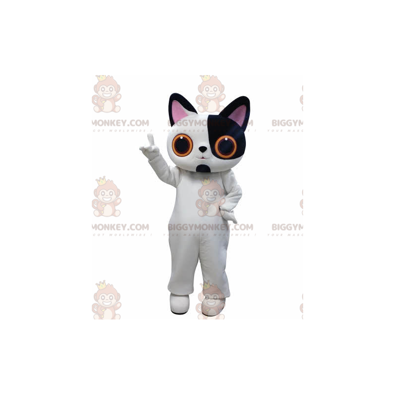 Costume de mascotte BIGGYMONKEY™ de chat blanc et noir avec de