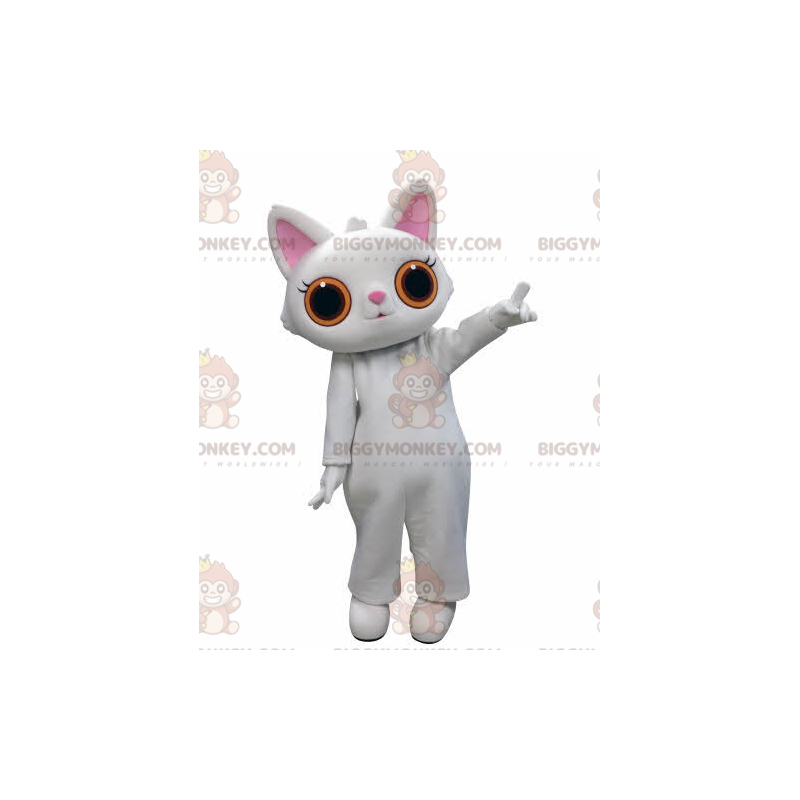Costume de mascotte BIGGYMONKEY™ de chat blanc avec de grands