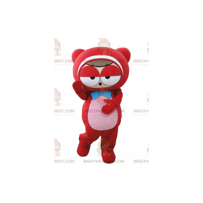 Costume de mascotte BIGGYMONKEY™ de bonhomme rouge de nounours