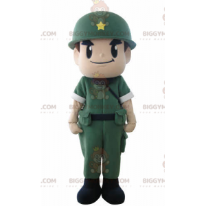 Militærsoldat BIGGYMONKEY™ maskotkostume med uniform og hjelm -