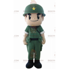 Traje de mascote de soldado militar BIGGYMONKEY™ com uniforme e