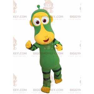 Costume de mascotte BIGGYMONKEY™ de singe vert et jaune.