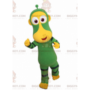 Grøn og gul abe BIGGYMONKEY™ maskotkostume. Futuristisk