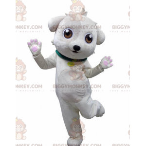 Traje de mascote macio e fofo de cachorro branco BIGGYMONKEY™ –