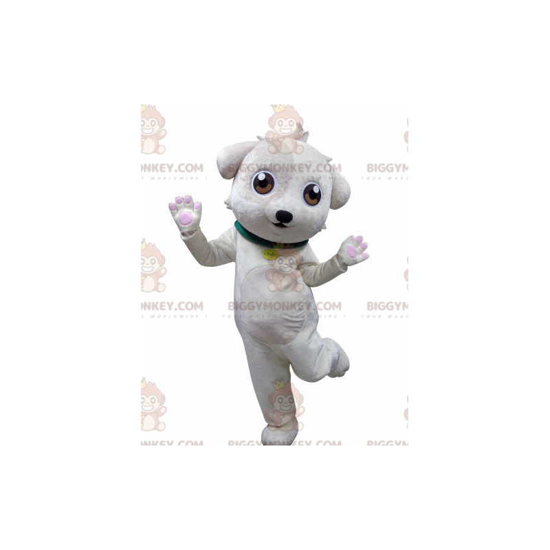Disfraz de mascota de perro blanco suave y lindo BIGGYMONKEY™ -